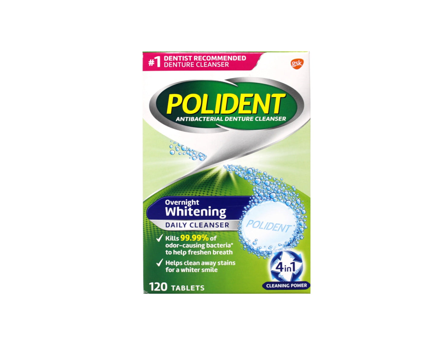 POLIDENT OVN WHTG TB 120 TRP MNT