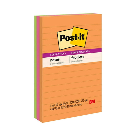 Post-it Super Sticky Notes Single Lined Pad - Energy Boost Collection, 4" x 4"