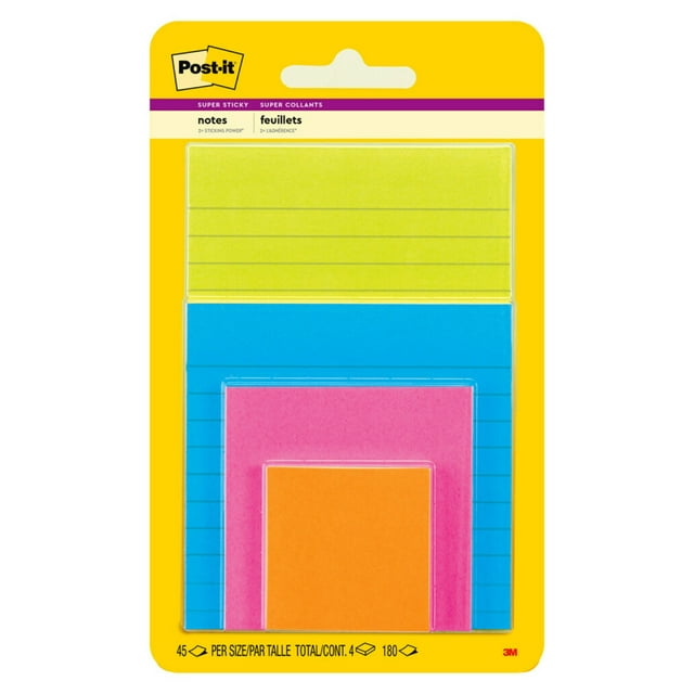 Post-it Super Sticky Notes Single Lined Pad - Energy Boost Collection, 4" x 4"