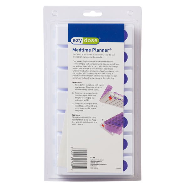Ezy Dose 3X A Day Medtime Organizer - Rainbow
