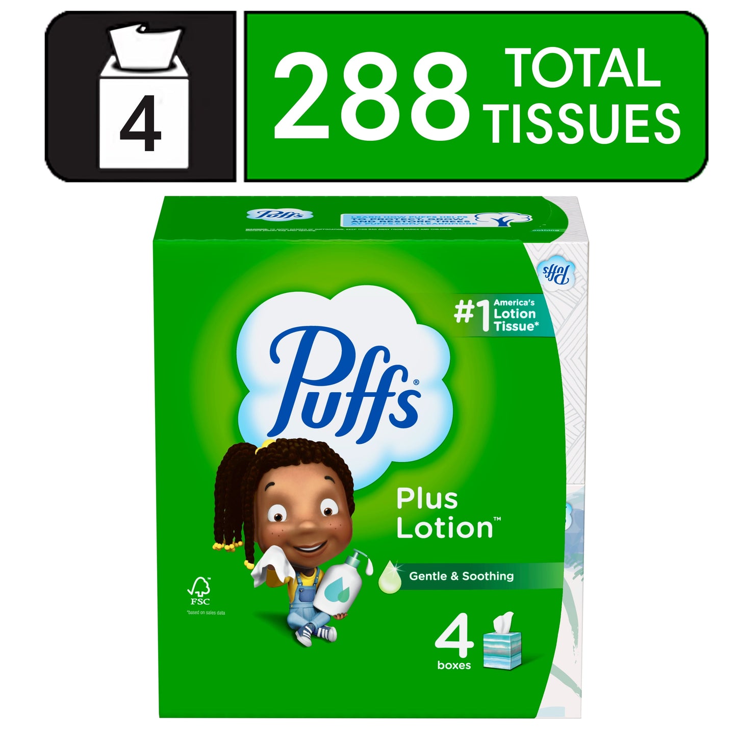 PUFFS PLUS LOTION 8X124 WHITE