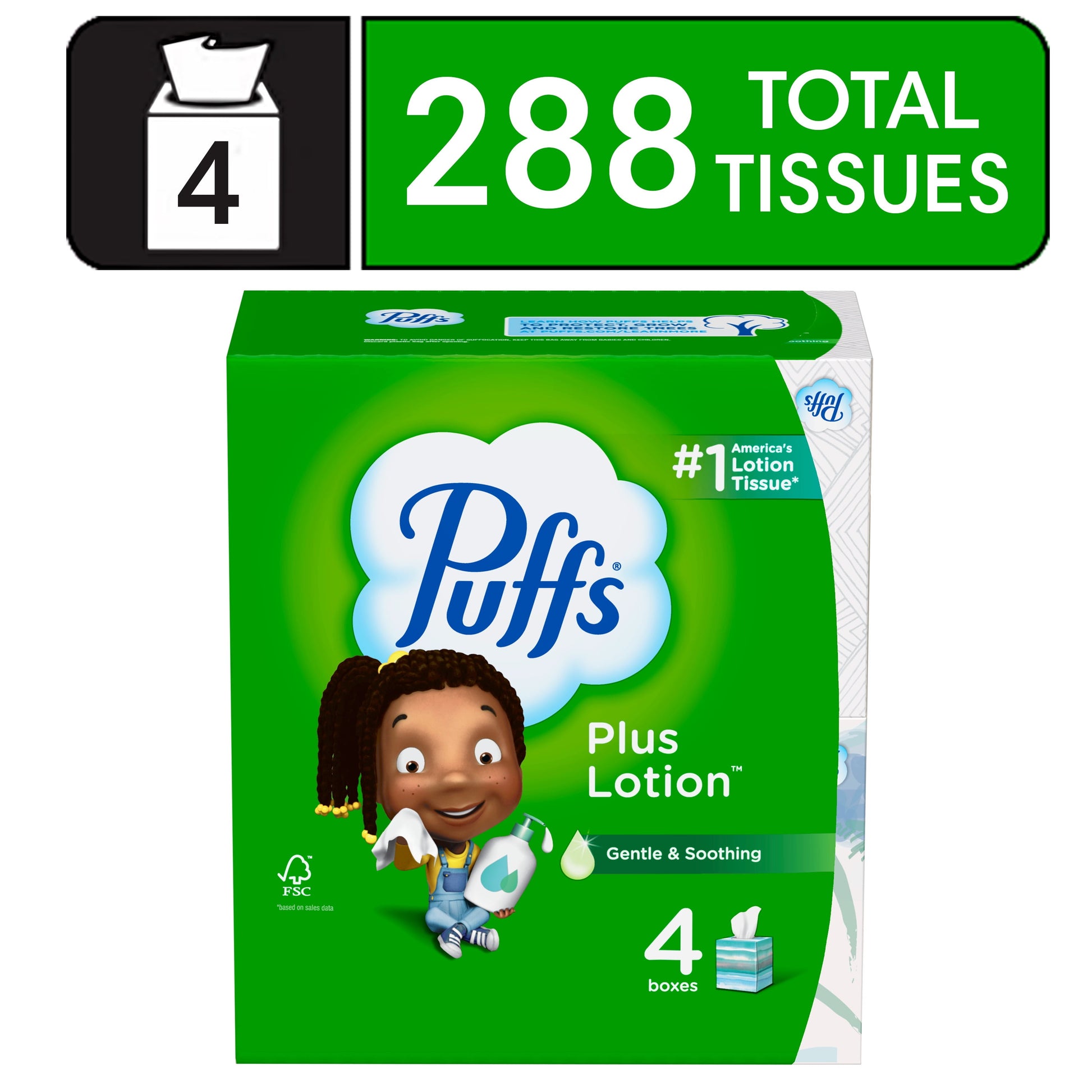 PUFFS PLUS LOTION 8X124 WHITE