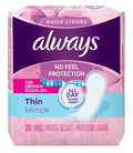 Always Daily Liners Thin Reg 20 Count Clean Scent(24in)