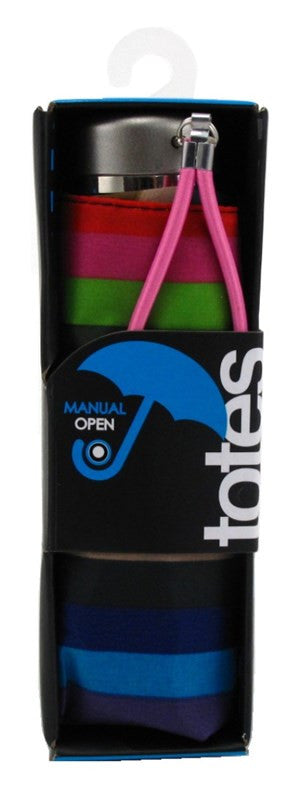 Totes Umbrella Manual Open Skinni Mini Medium Asst Colors