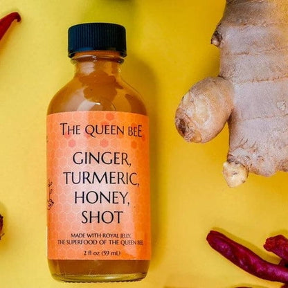 QUEEN BEE GINGER TRMRC HNY SHOT 4PK