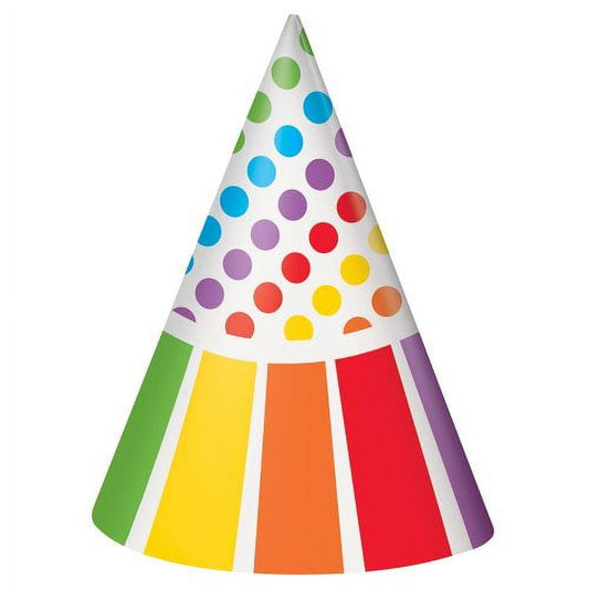 Unique Rainbow Birthday Party Hats, 8 count