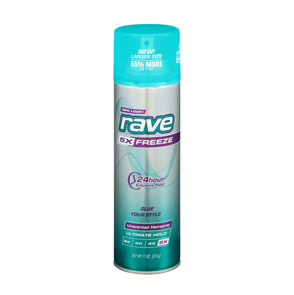 Rave 5X Mega Freeze Hairspray Unscented 11oz Aerosol