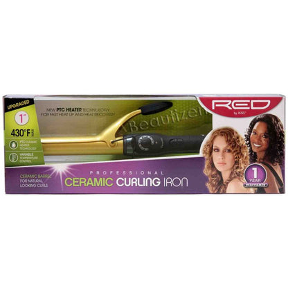 Kiss Red Ceramic Curling Iron 1 1/2Inch