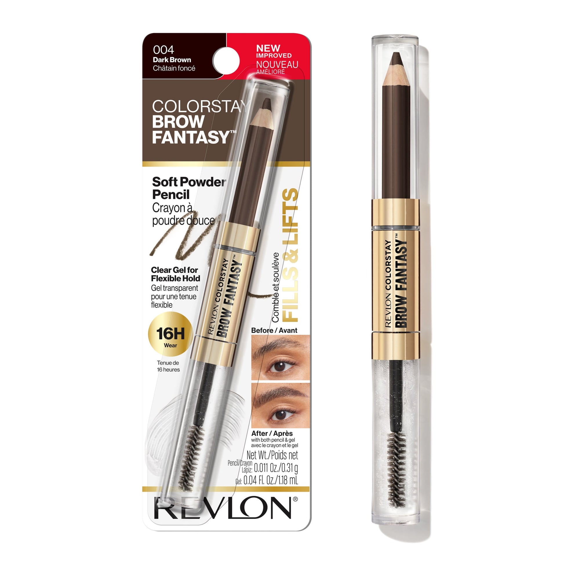 REVLON ColorStay Brow Fantasy Pencil & Gel - 104 Dark Brown