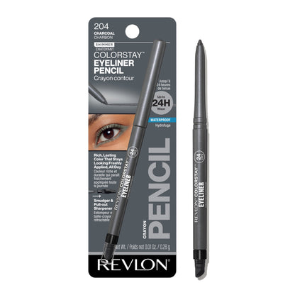 REVLON ColorStay Pencil Waterproof Eyeliner With Built-In Sharpener - 204 Charcoal
