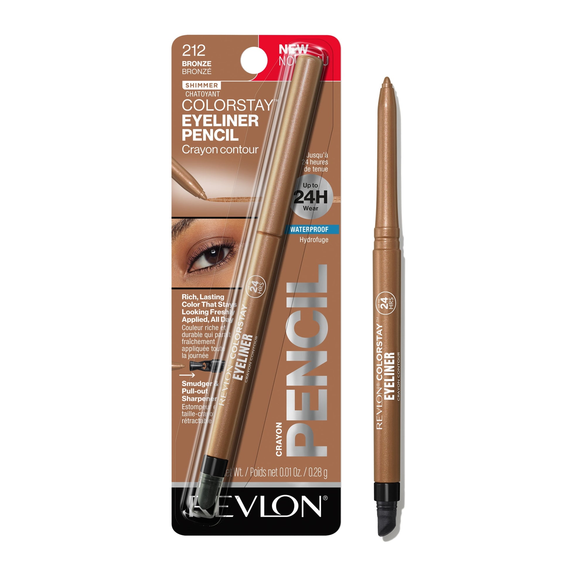 REVLON ColorStay Pencil Waterproof Eyeliner With Built-In Sharpener - 212 Bronze