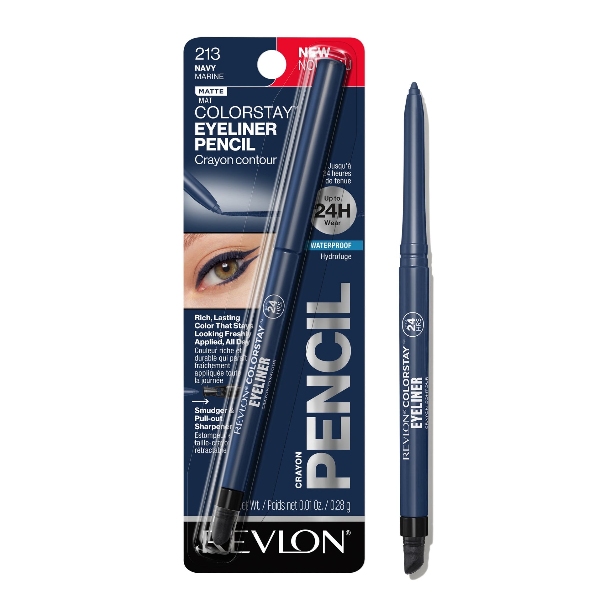 REVLON ColorStay Pencil Waterproof Eyeliner With Built-In Sharpener - 213 Navy