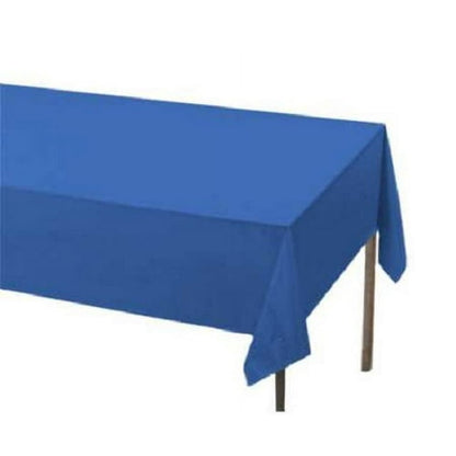 Unique Solid Rectangular Plastic Table Cover, 54" x 108" - Royal Blue
