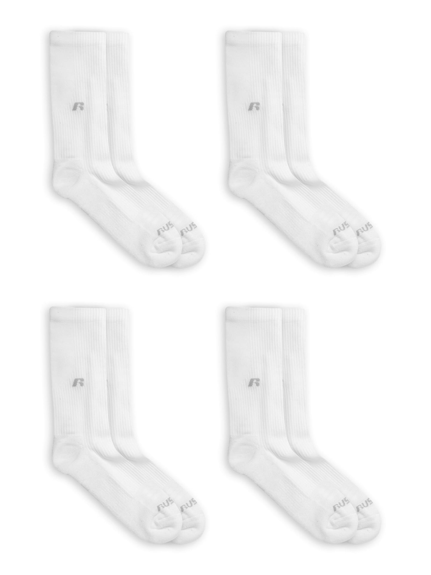 Russell Fashion Foot Men's Moderate Compression Crew Sock - White, 1 pair