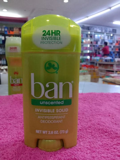 Ban Deodorant 2.6oz Invisible Solid Unscented