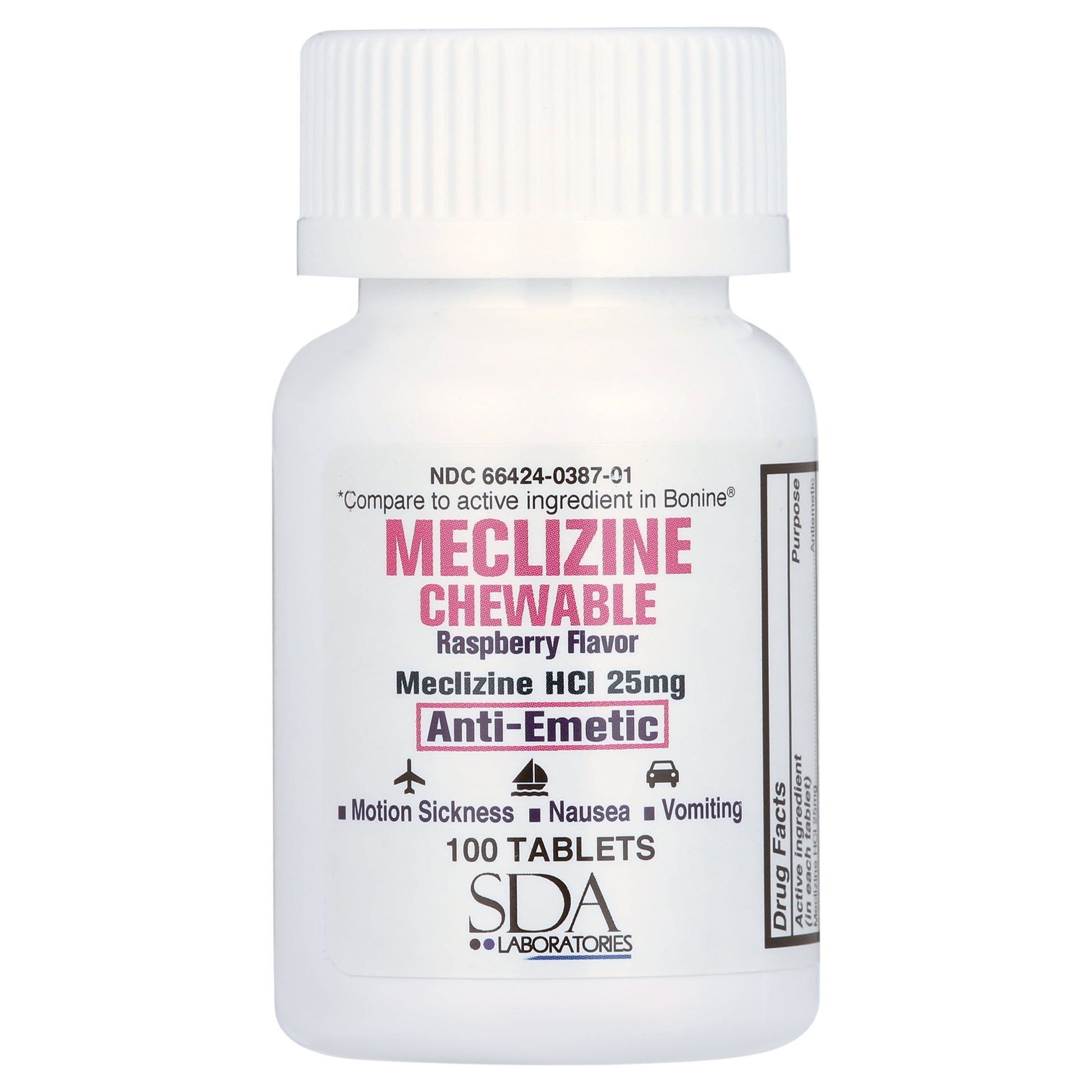MECLIZINE HCL CW 25MG 100 RASP