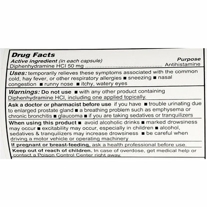 DIPHENHYDRAMINE CP 50MG 1000