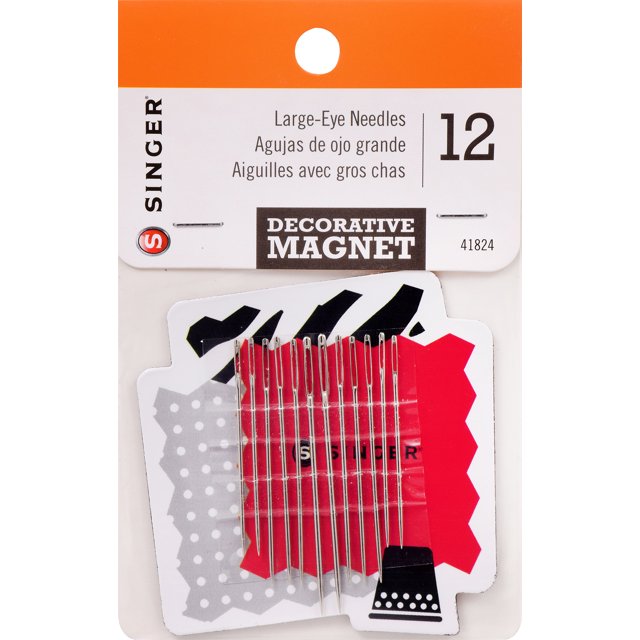 SINGER Large Eye Hande Needles on Collectible Magnet, 12 Count, Sizes 16-22