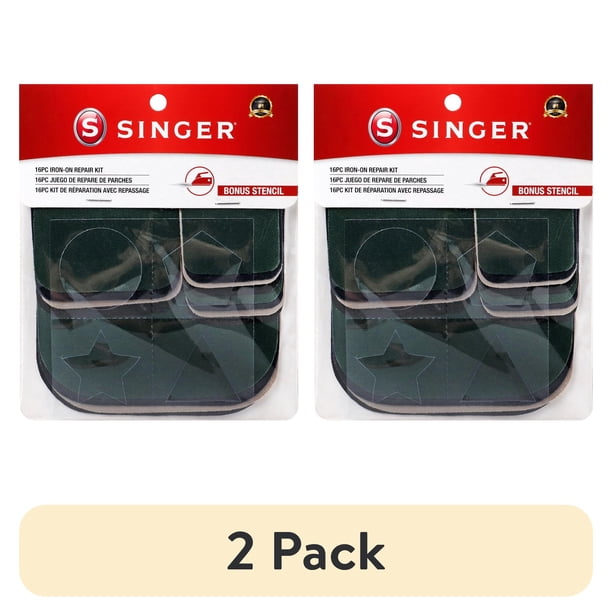 SINGER Iron-On Twill Patches, Assorted Colors, 5 inch x 5 inch, Set of 4