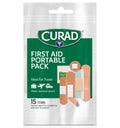 CURAD First Aid On-the-Go Essentials Portable Pack, 15 count