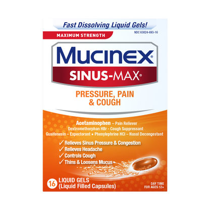 MUCINEX SINUS MAX PRES PAIN CGH LGL 16CT