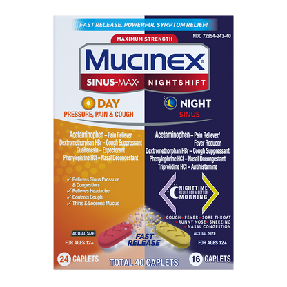 MUCINEX NIGHTSHIFT SINUS CAPLETS 20 CT