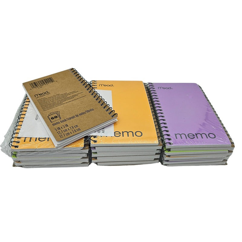 Mead Side WireBound College Ruled 3" x 5" Memo Book - Assorted colors, 60 pages