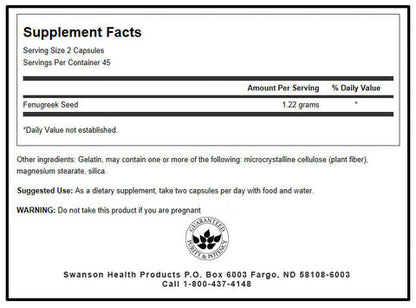 GNP FENUGREEK 610MG CAPSULES 50CT