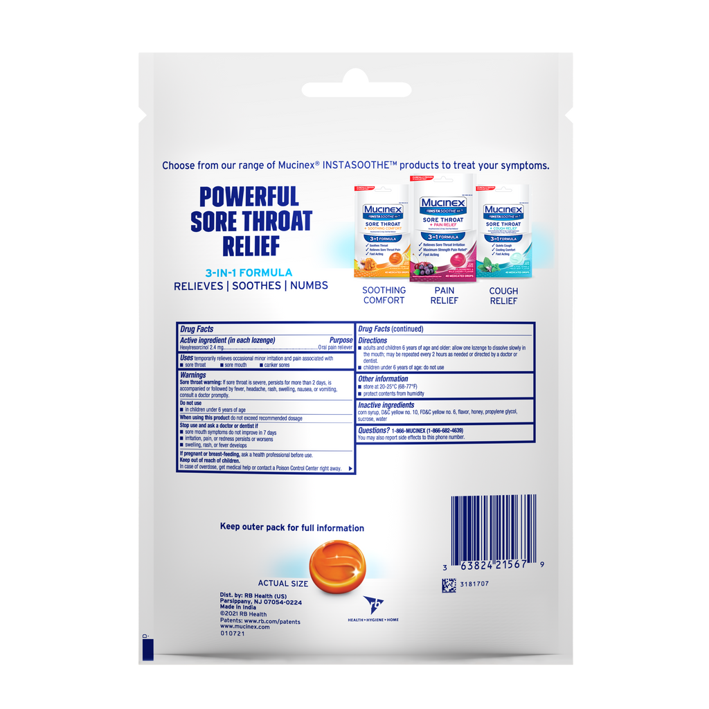 MUCINEX SORE THROAT LZ 20 F/M