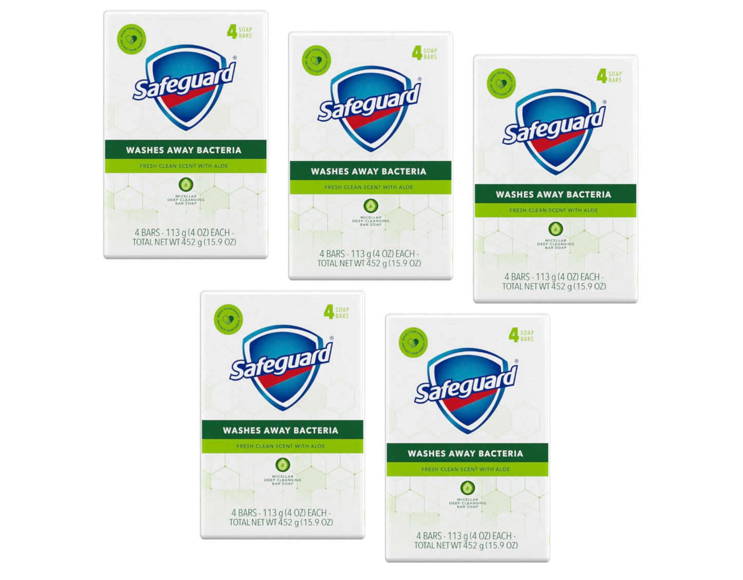 SAFEGUARD ANTI-B WHT ALOE BAR SOAP 8X4OZ