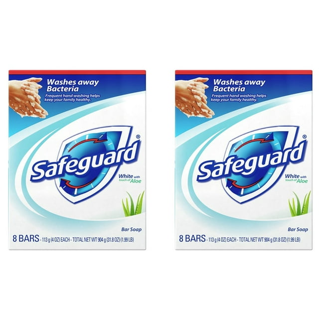 SAFEGUARD ANTI-B WHT ALOE BAR SOAP 8X4OZ