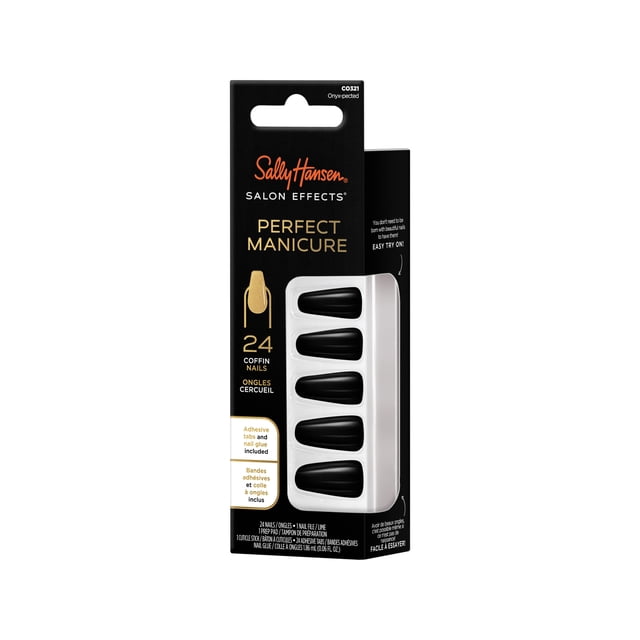 Sally Hansen Salon Effects Perfect Manicure Nails Kit - Onyx-pected, 24 count
