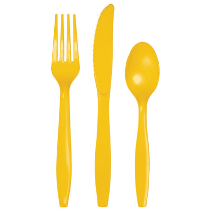 SENSATIONS Assorted Plastic Cutlery - Yellow, 24 count