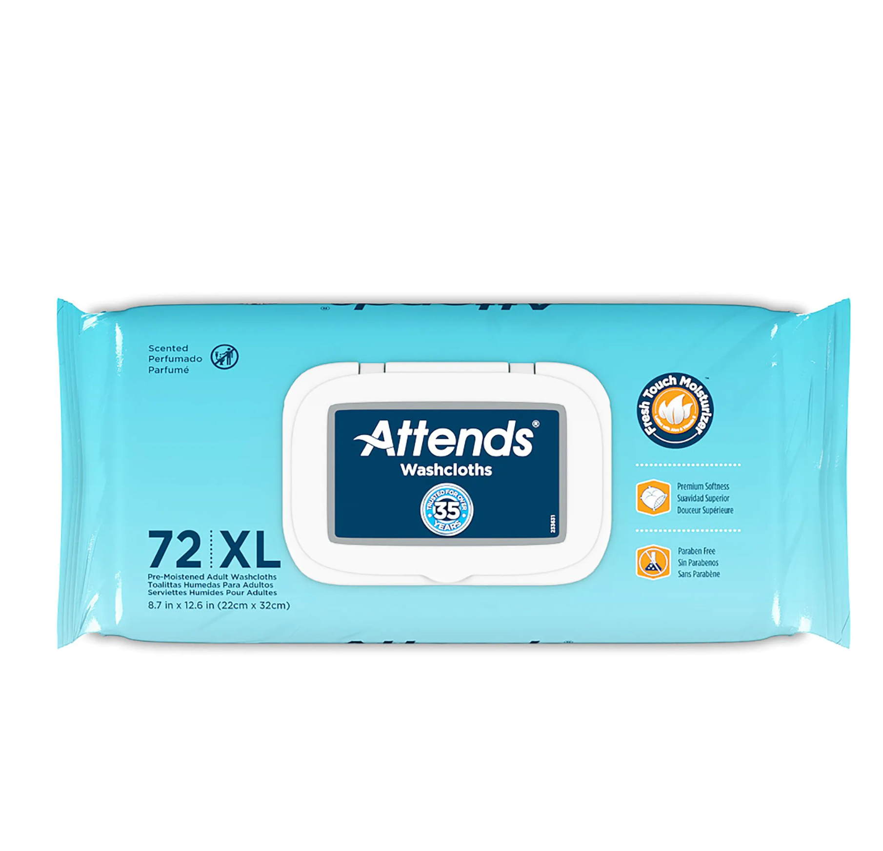ATTENDS WASH CLOTH CONVENIENCE PAK 72CT