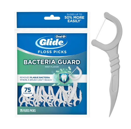 Oral-B Glide Floss Picks Bacteria Guard Mint 75 Count
