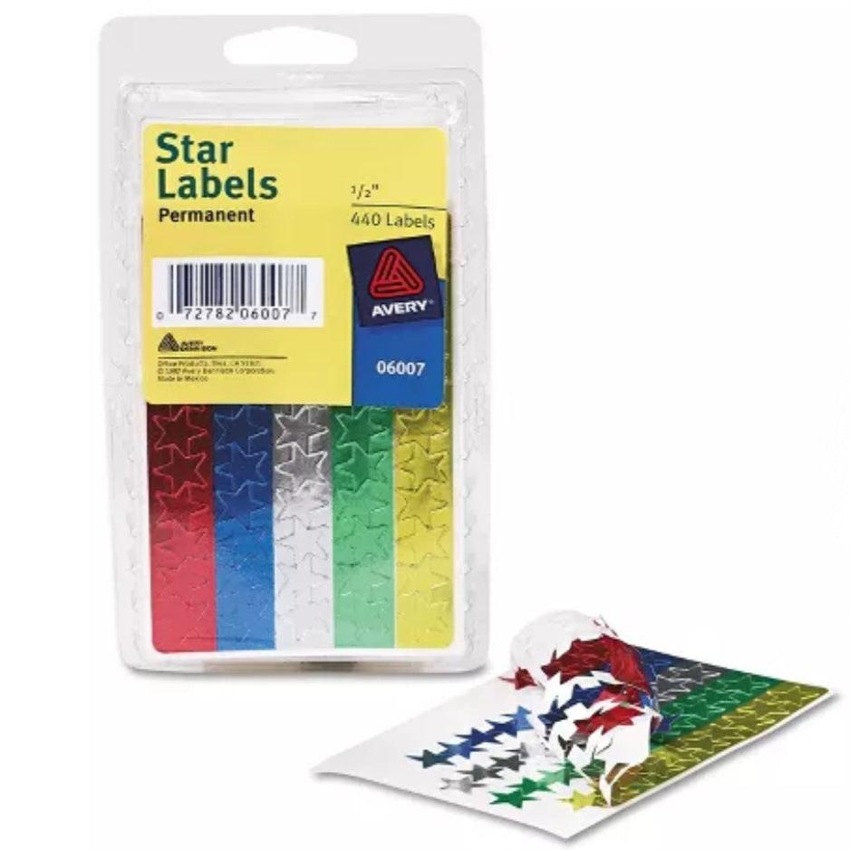 Avery Foil Star Permanent Labels - Assorted, 440 count