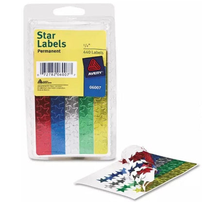 Avery Foil Star Permanent Labels - Assorted, 440 count