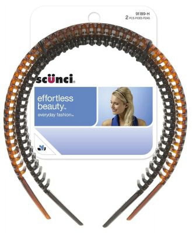 Scünci Effortless Beauty Extra Wide Headbands Black/Gray, 2 CT