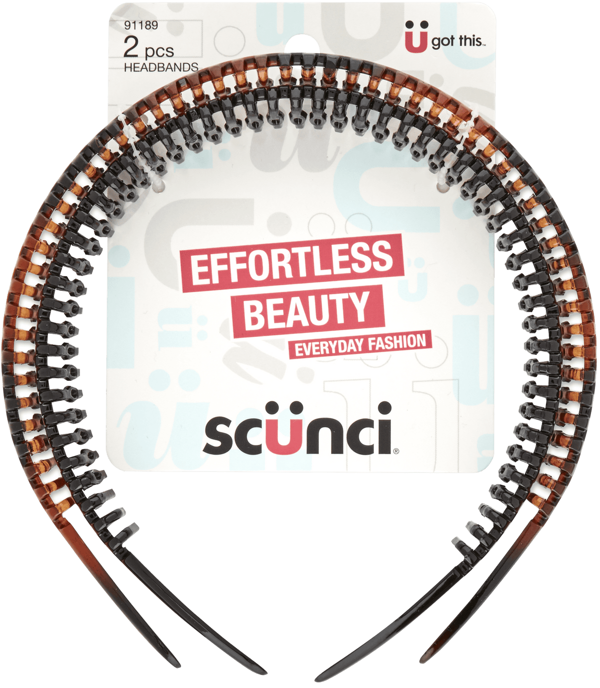 scünci Classic Headbands - Black and Tortoise, 2 count