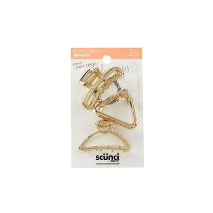 scünci Medium Sized Rectangle Claw Clips, 3 count