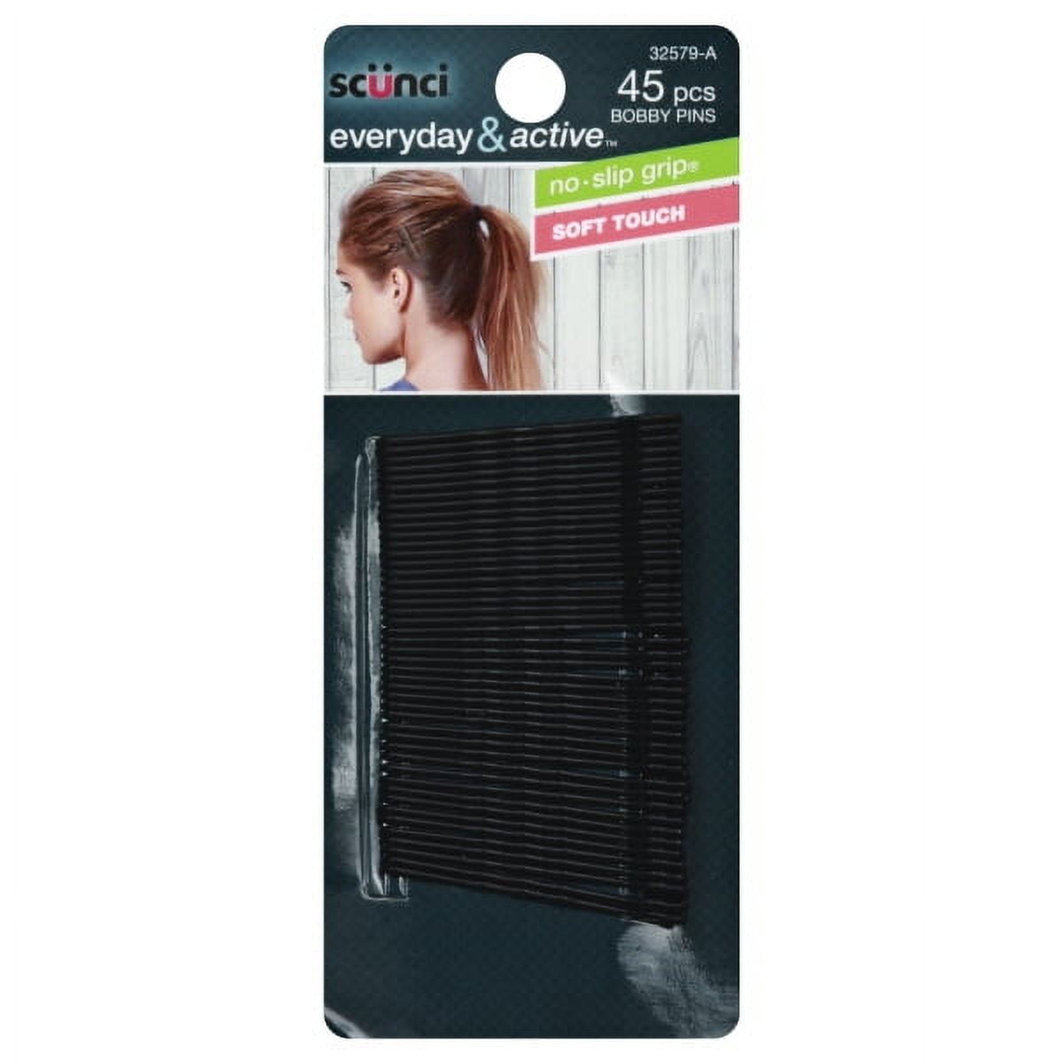 scünci No-Slip Grip Soft Touch Hair Bobby Pins - Black, 45 pieces