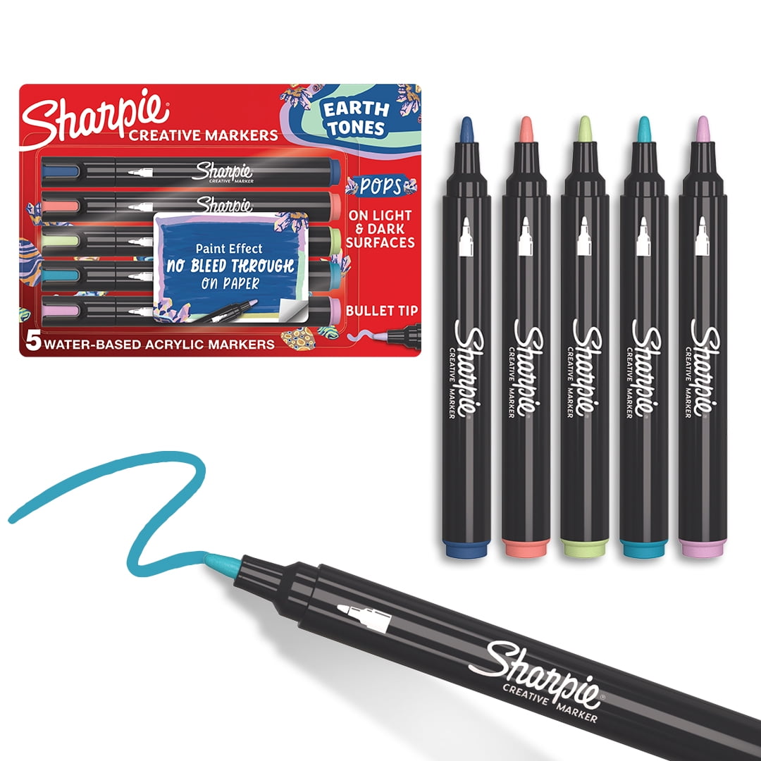 Sharpie Creative Markers, Acrylic, Bullet Tip - Earth Tones, 5 count