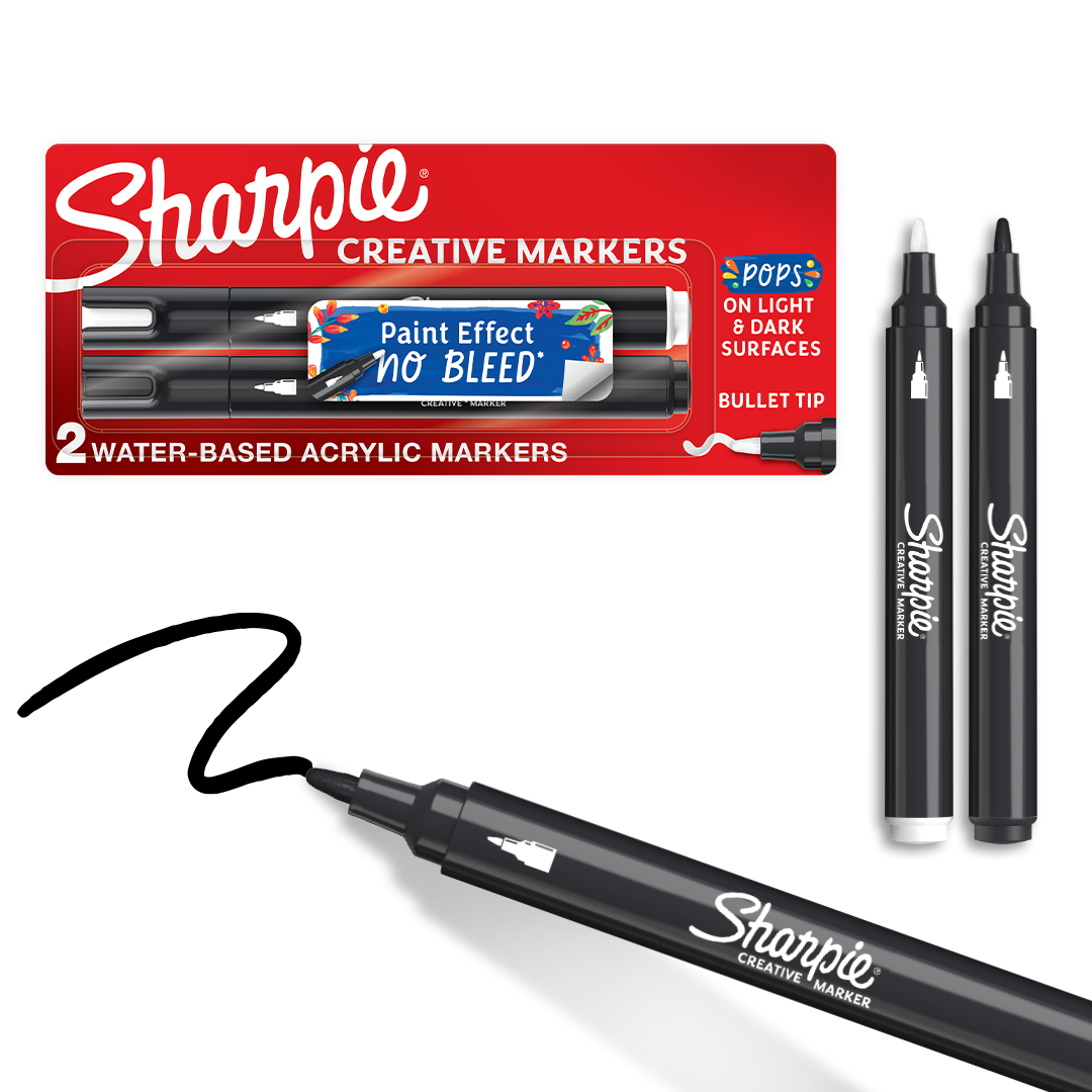 Sharpie Creative Markers, Acrylic, Bullet Tip - Assorted, 2 count