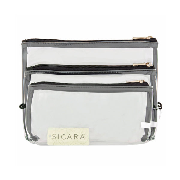 Sicara Clear Cosmetic Bag 3-Piece Bag Set
