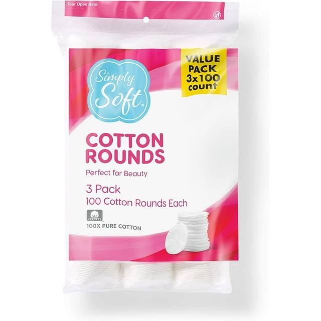 Simply Soft Premium Lint-Free Cotton Rounds - Travel Size, 30 Count