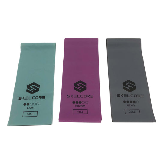 Skelcore Latex Free 4ft Resistance Band, 3 piece set