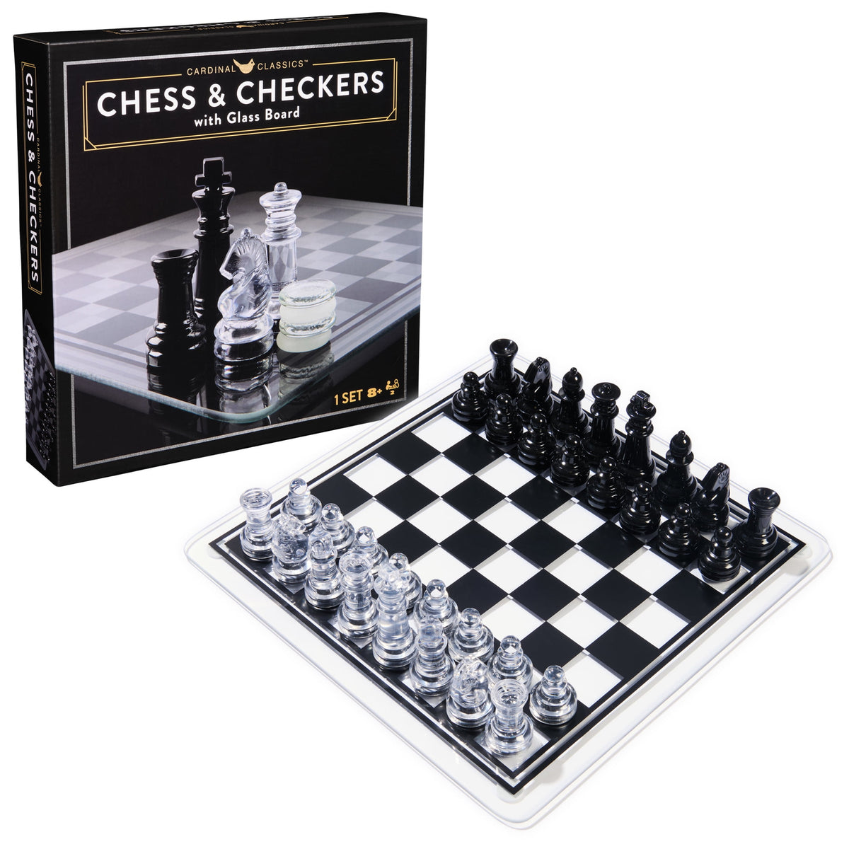 Spin Master Games Chess & Checkers with Glass Board