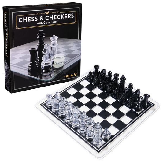 Spin Master Games Chess & Checkers with Glass Board