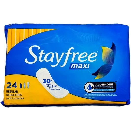 STAYFREE MAXI REG PAD UNSCENTED 6X24CT