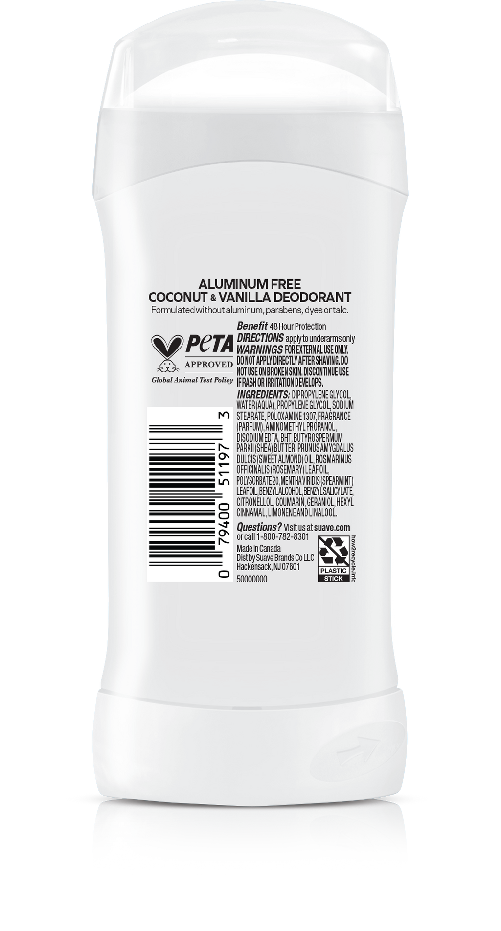 Suave Deodorant 2.6oz Aluminum -Free Coconut & Vanilla